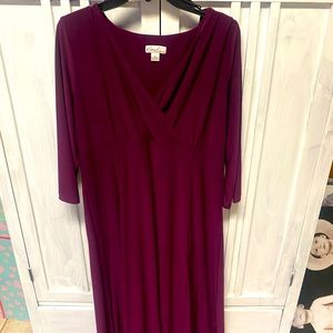 Soft wine colored dress..very pretty on and flattering to a curvy figure